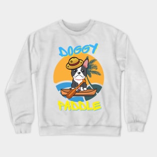 Cute French Bulldog doing the doggy paddle on a boat Crewneck Sweatshirt